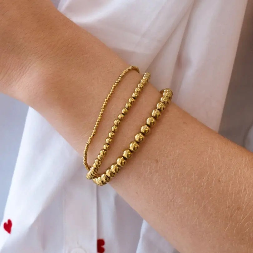 Waterproof Gold Bead Bracelet Medium