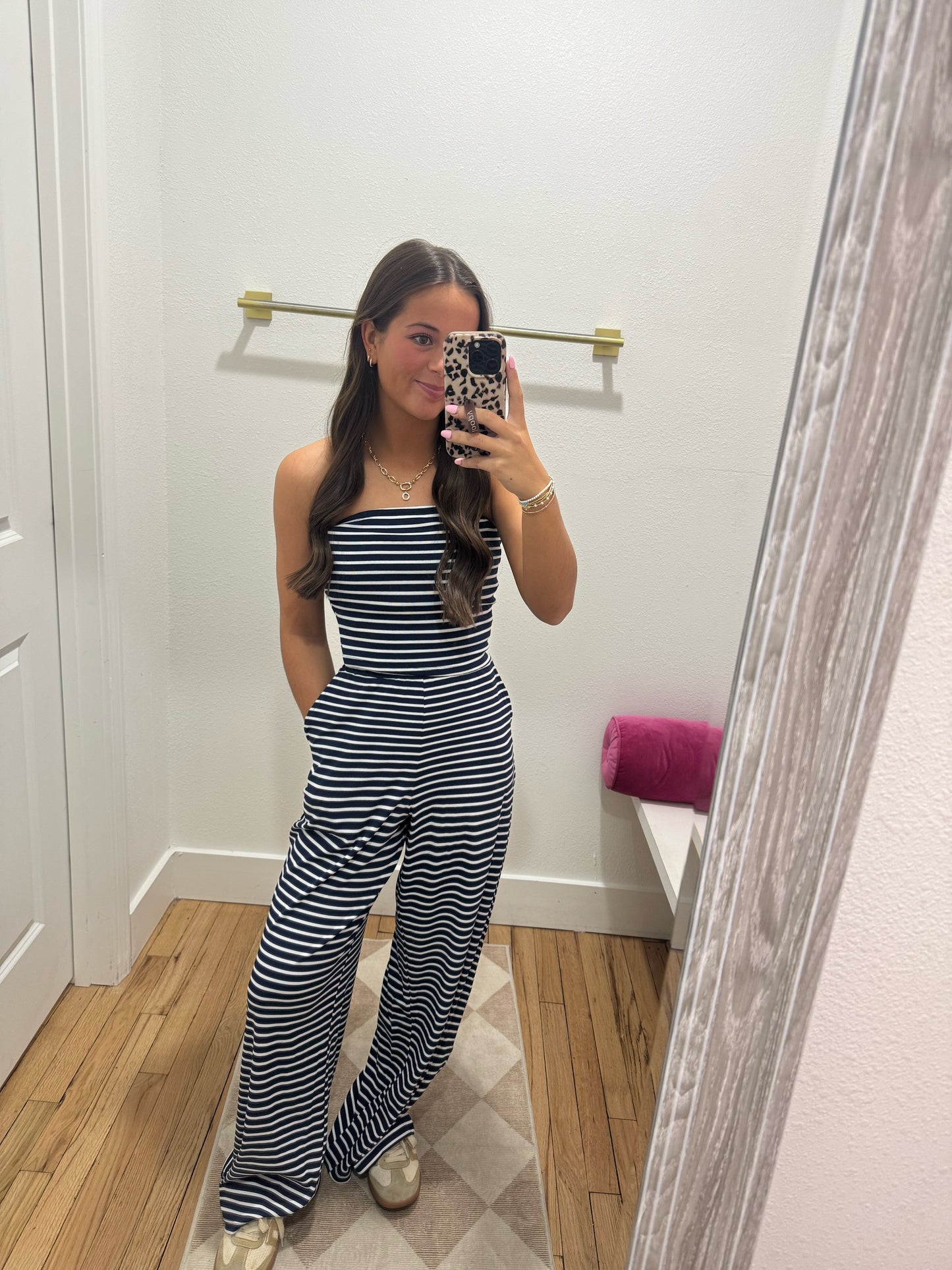 striped tube top pant set (2 colors)