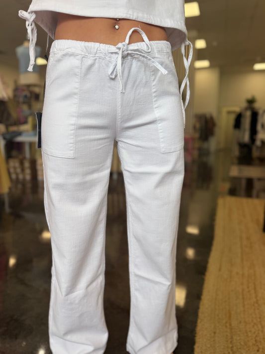 Remi white Wide leg trouser - LOLA