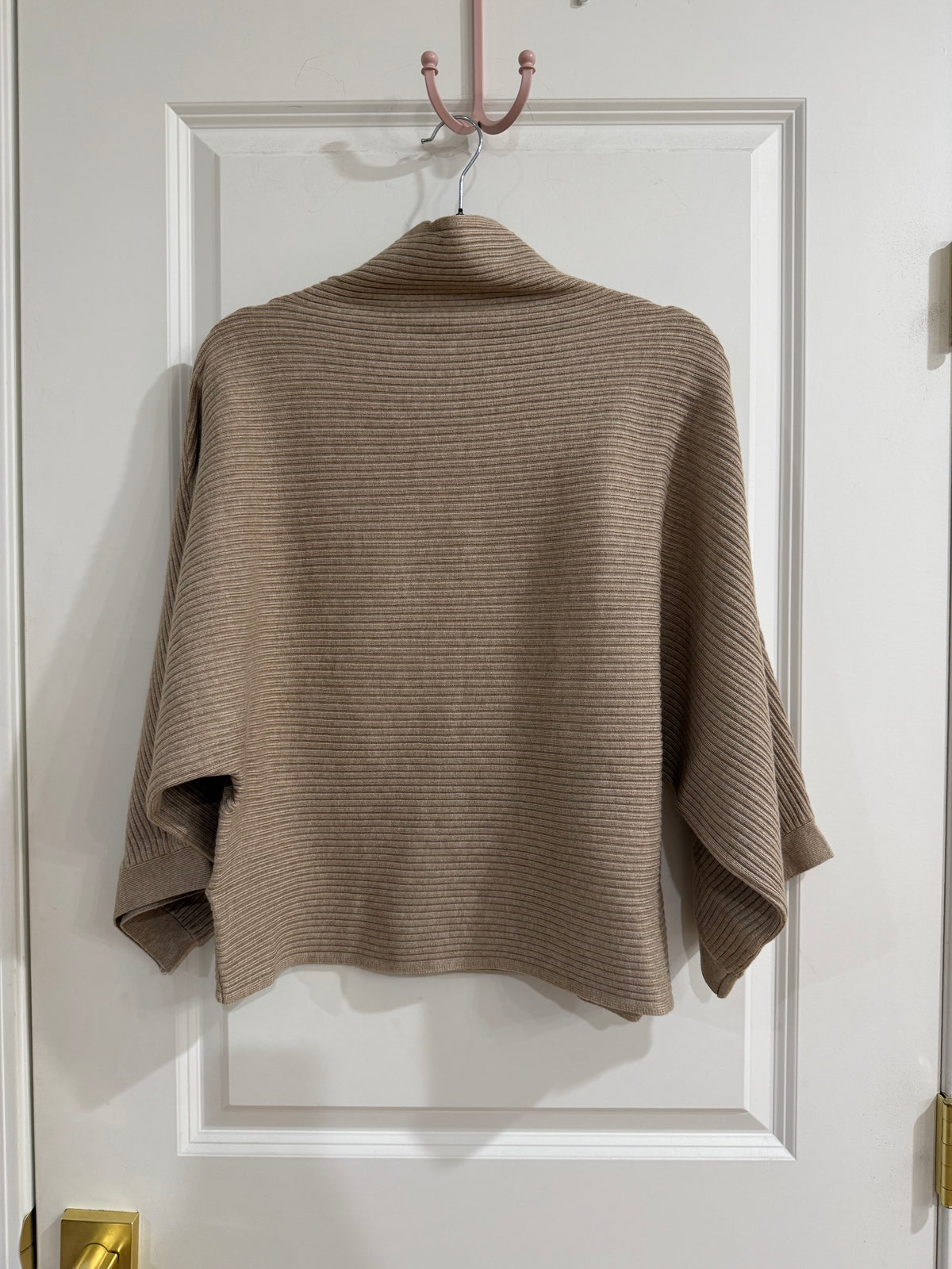 Taupe horizontal textured mock neck