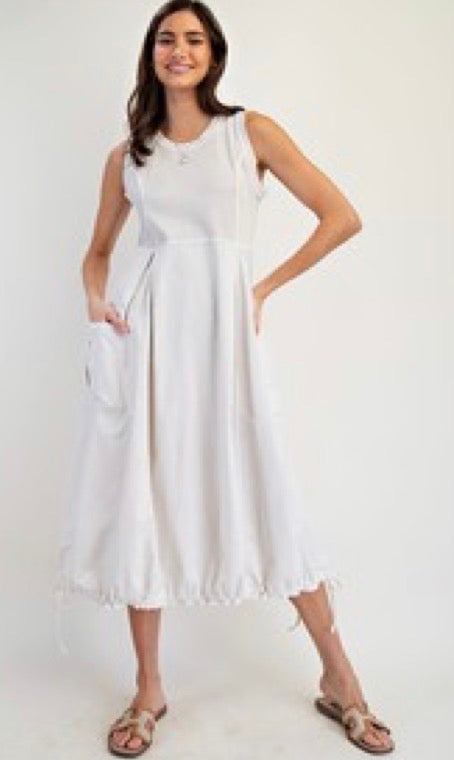 Ecru Woven Sleeveless Dress