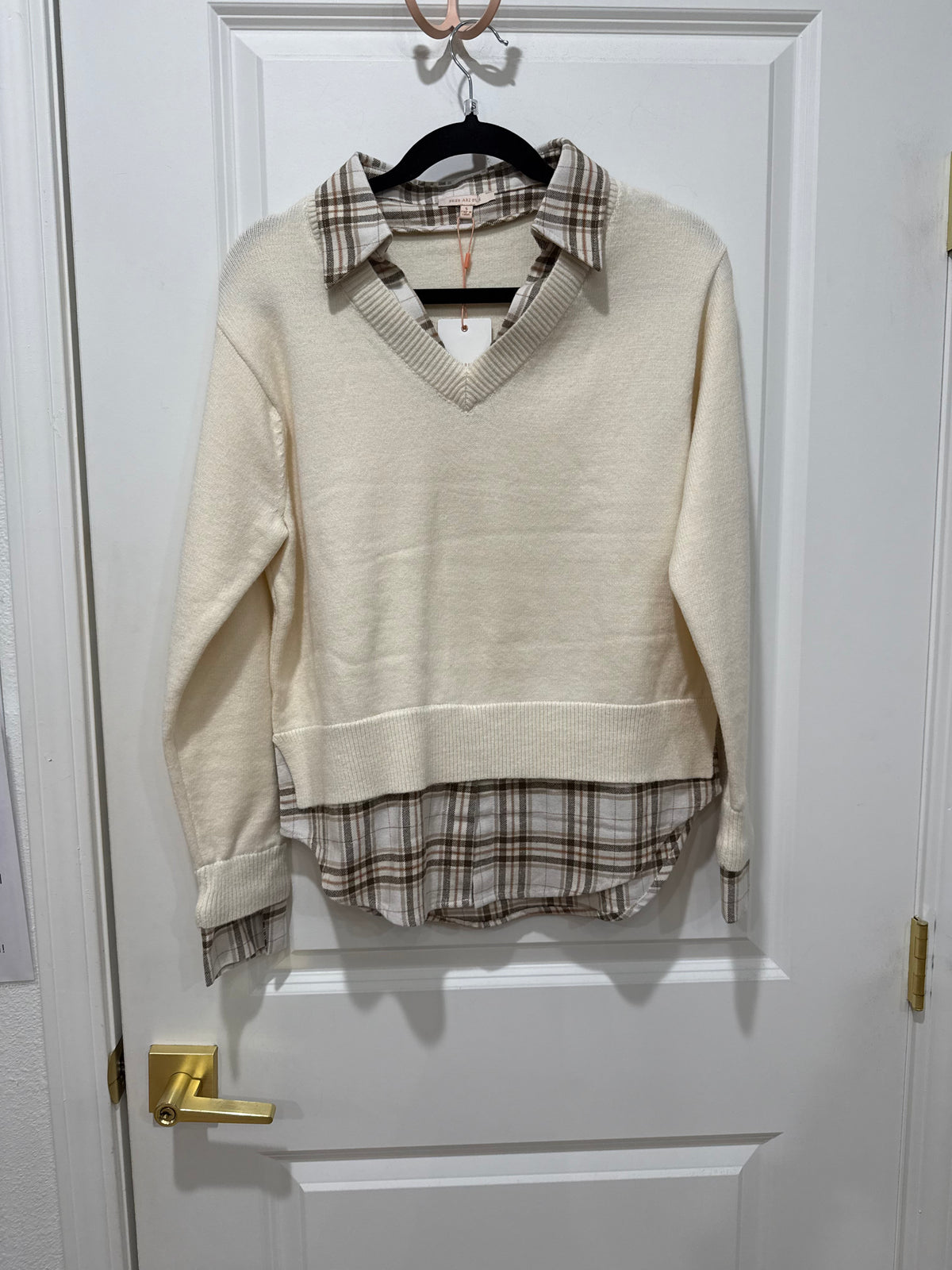 Cream plaid shirt