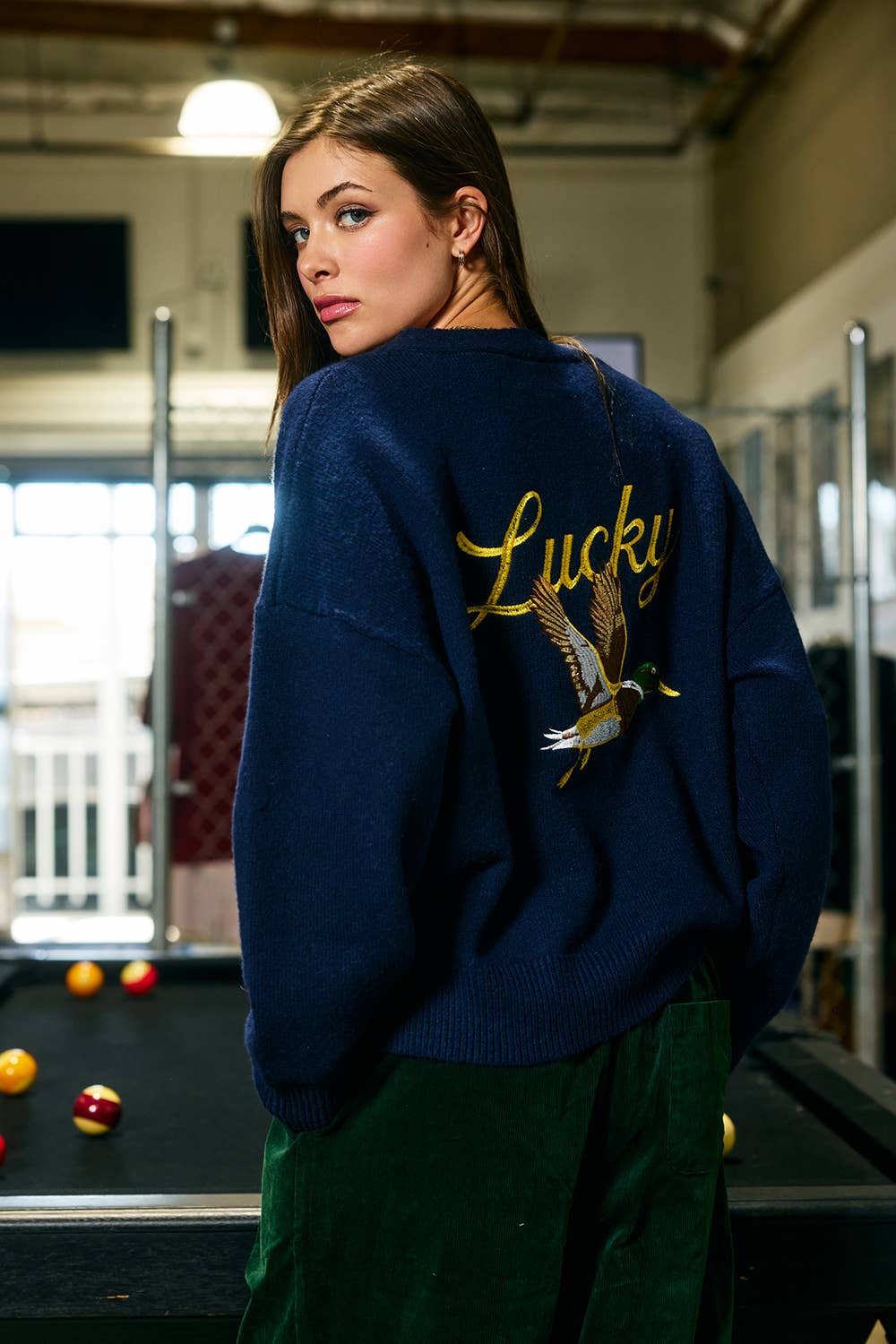 Lucky Duck V-Neck Cardigan