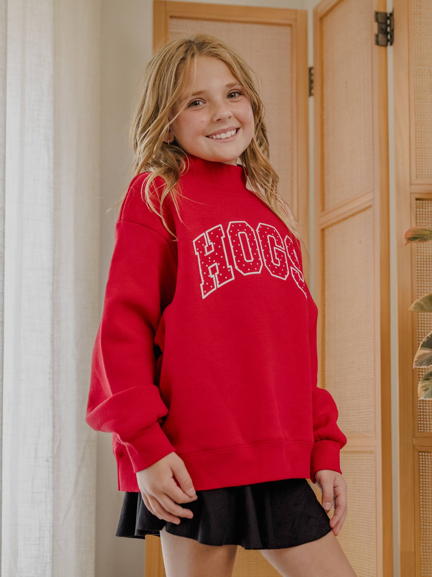 Children's ARK Hogs Polka Dot Puff Mock Neck Sweatshirt