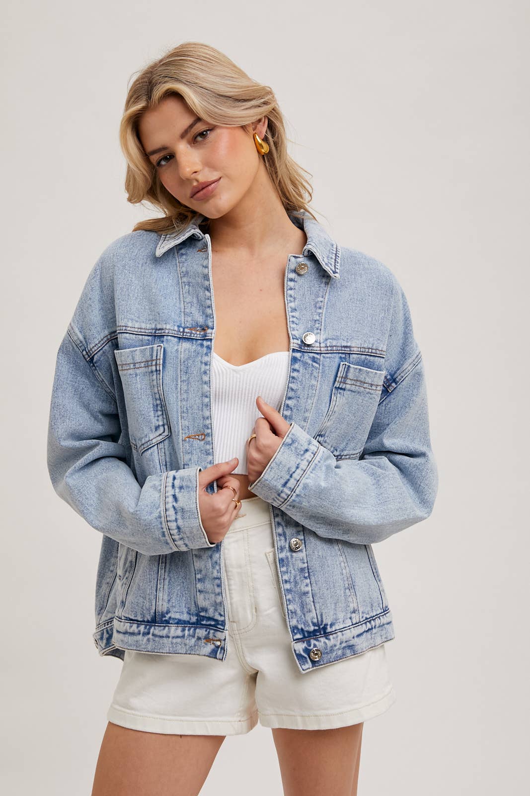 DENIM BUTTON DOWN OVERSIZED JACKET