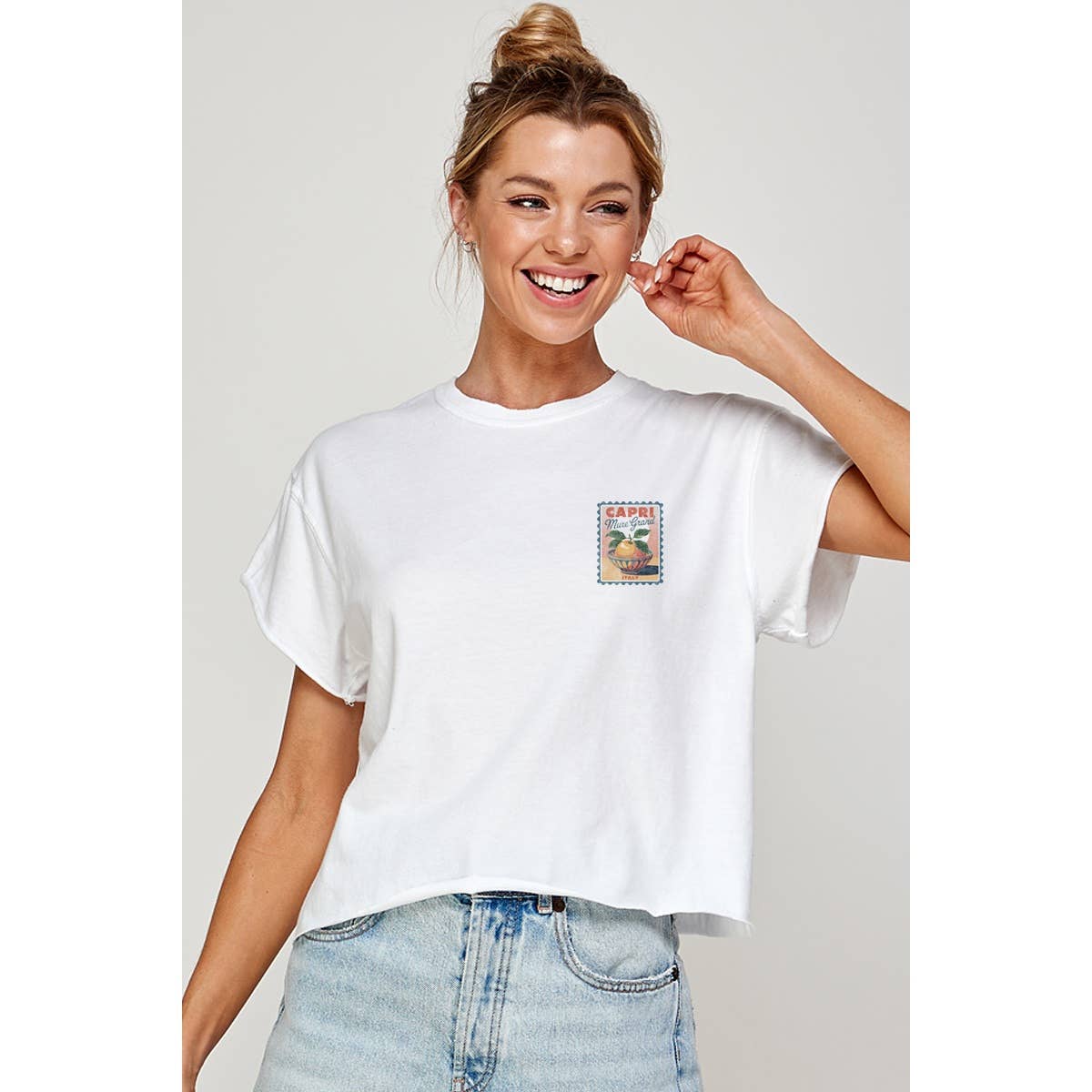 CAPRI ITALY VINTAGE  GRAPHIC  VINTAGE GRAPHIC CROP TOP