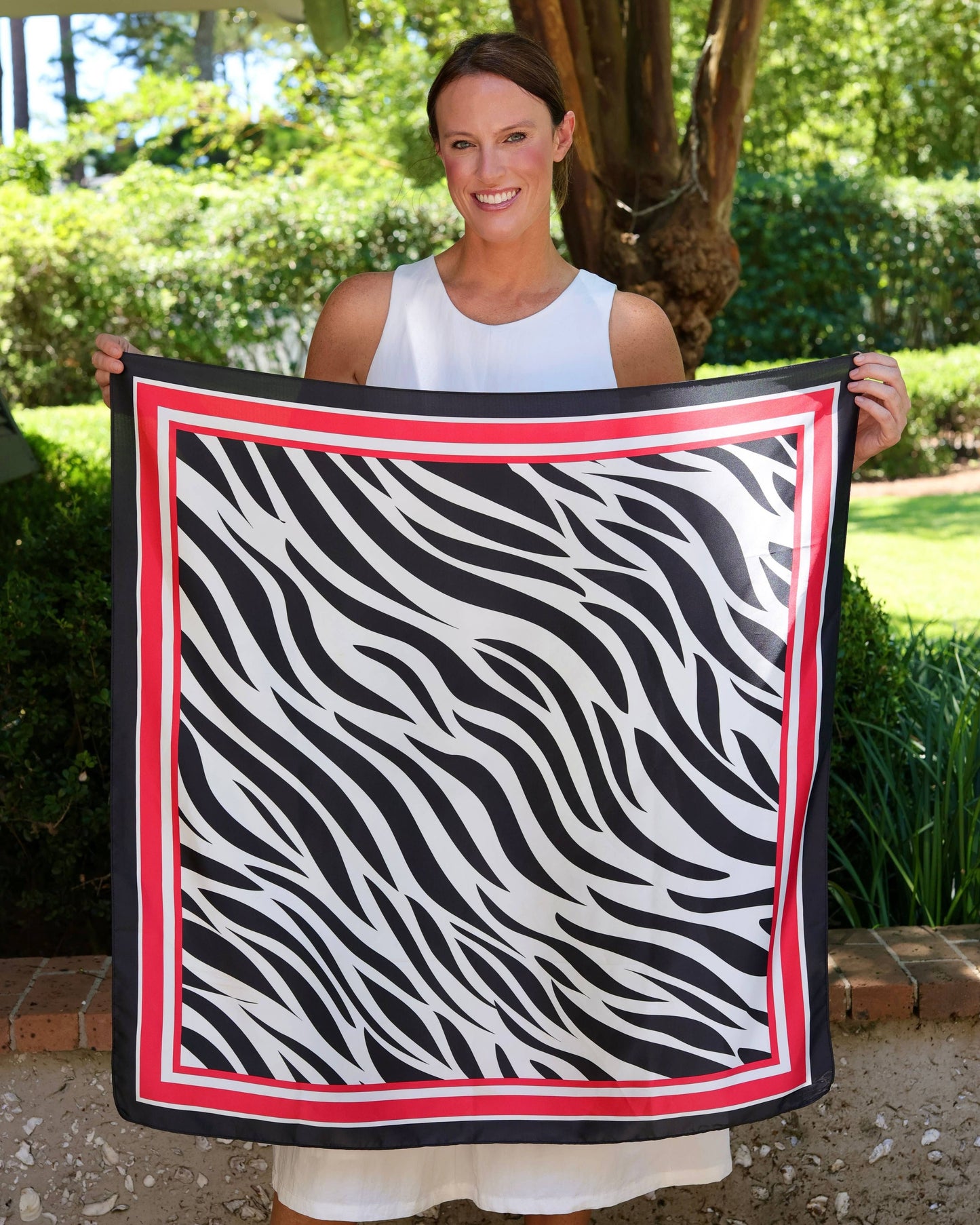 Harper Striped Scarf Large Red Black