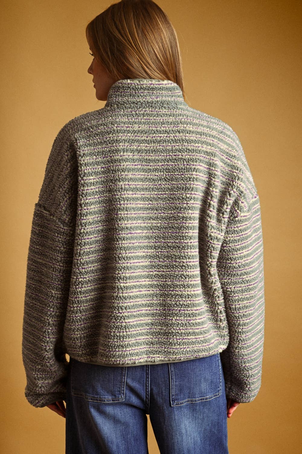 MULTI STRIPE SHERPA HALF ZIP PULLOVER