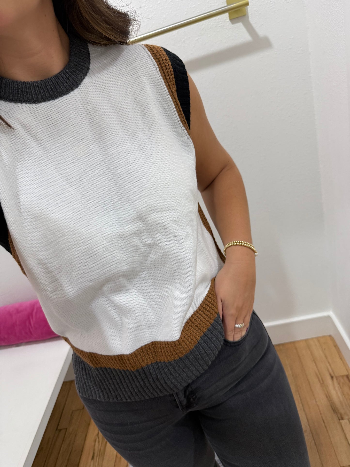 almond milk cap sleeve knit top