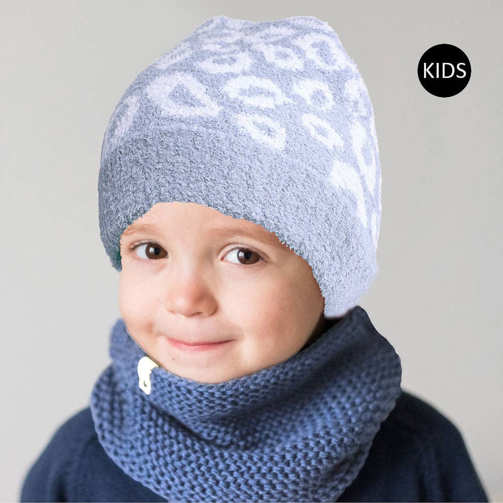 Leopard Patterned Kids Beanie Hat