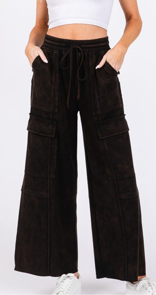 Black Cargo Knit Pants