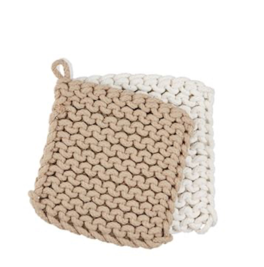 Taupe/White Crocheted Potholders