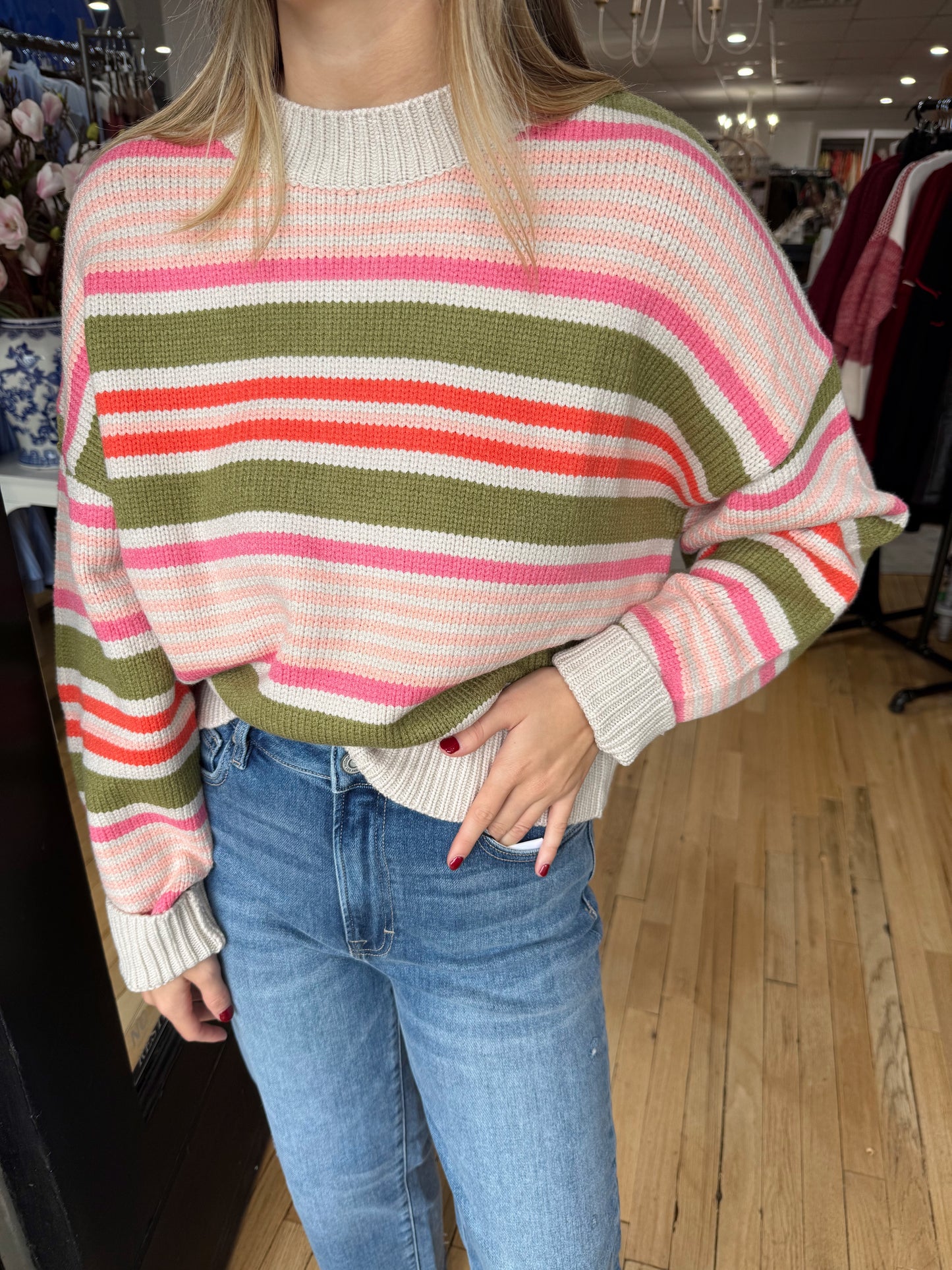 Striped knit sweater top