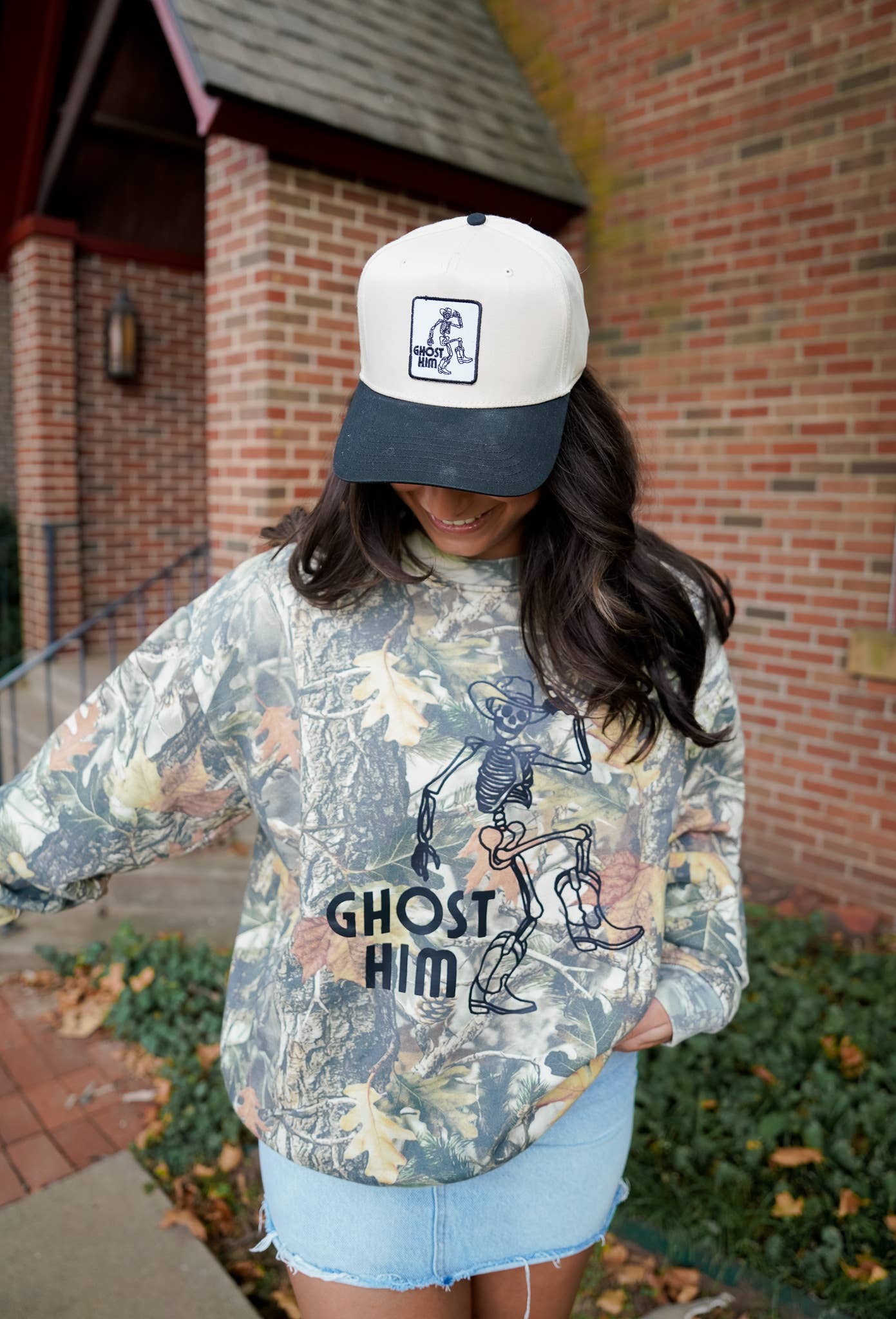 Ghost Him - Black Vintage Trucker Hat