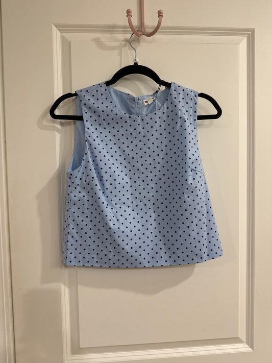 blue polka dot straight top