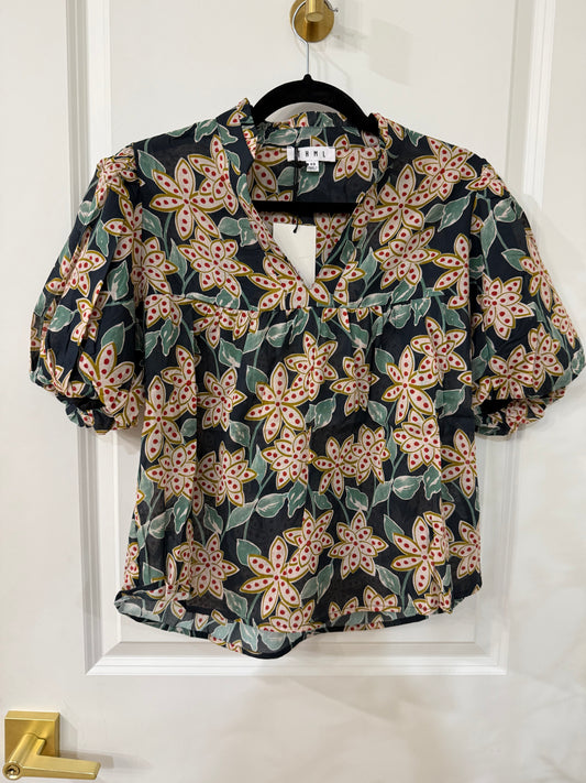 Floral v-neck mesh top