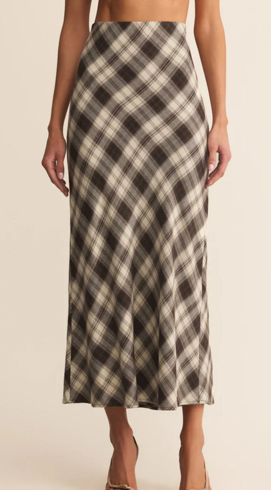 Europa Plaid Midi Skirt Black SKIRT - Z Supply