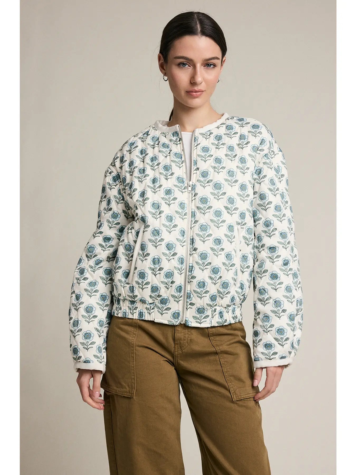 Floral Quilted Zip-up Jacket