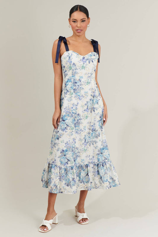 Majesty Floral Villa Garden Eyelet Midi Dress