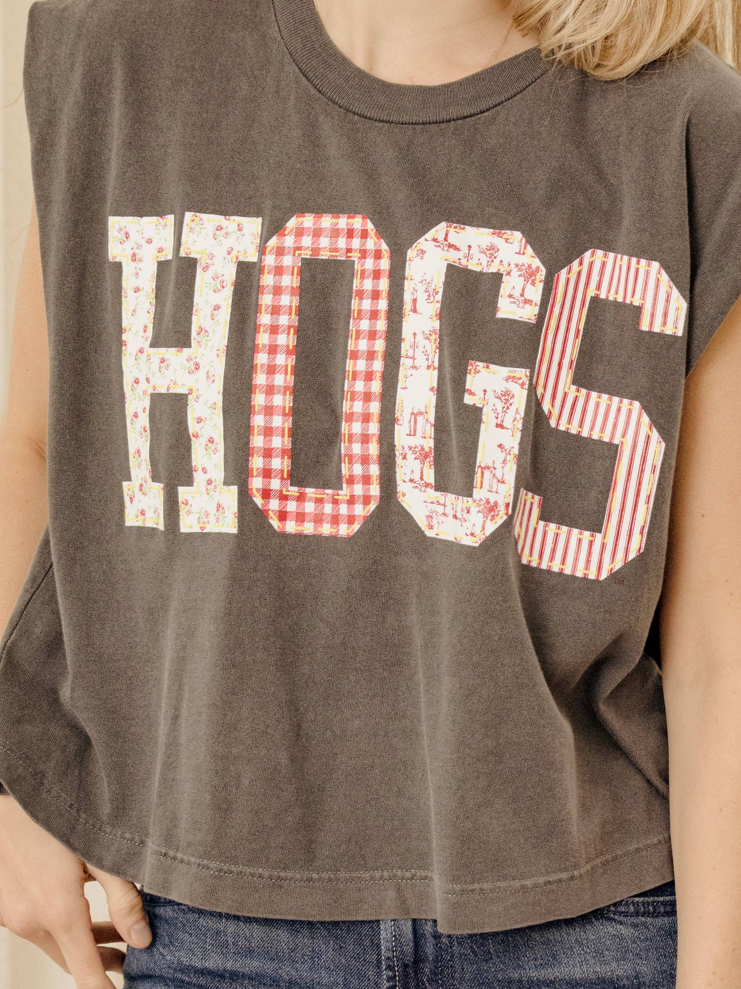 Arkansas Razorbacks Hogs Quilted Puff Ink Smoke Tank