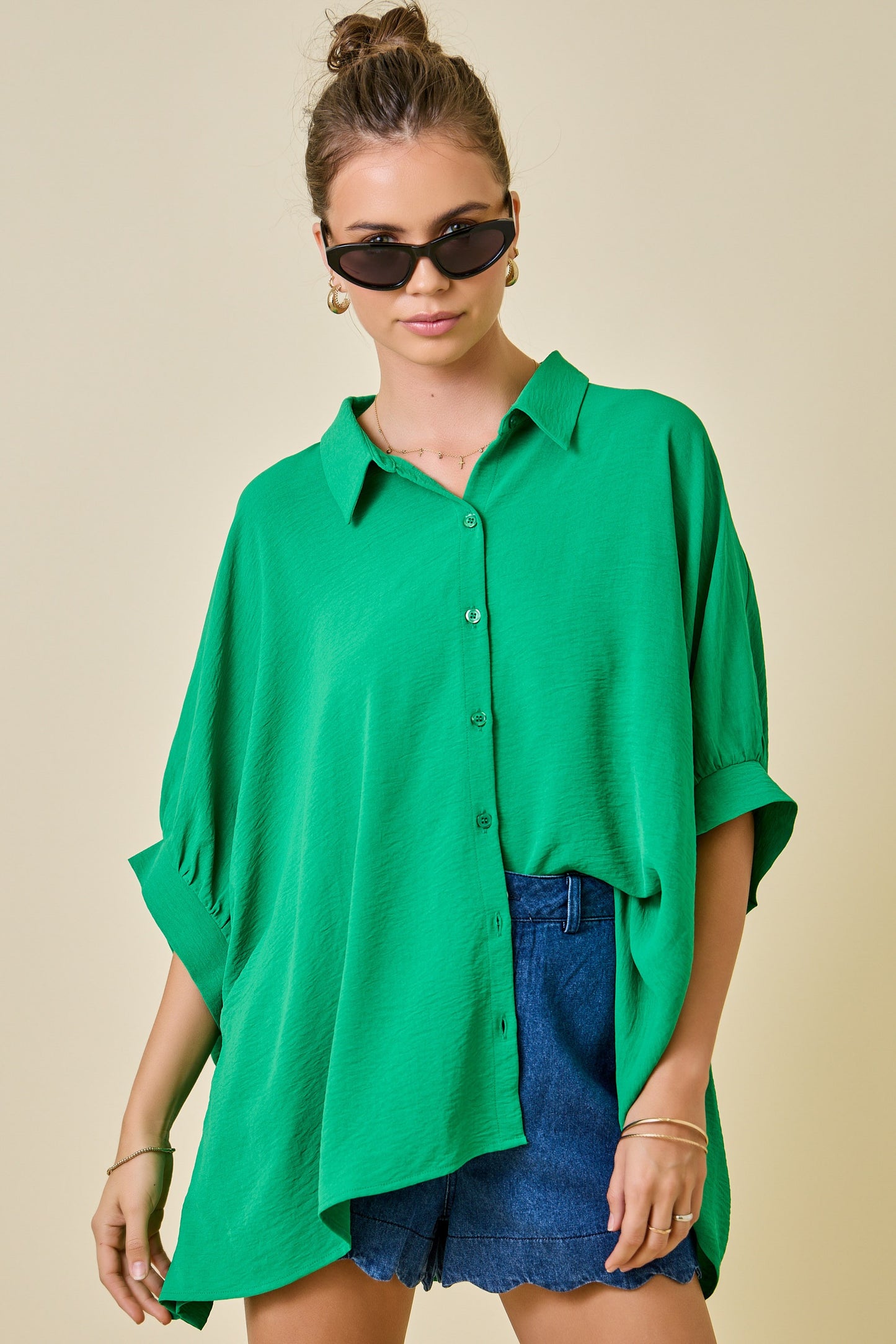 air flow blouse green
