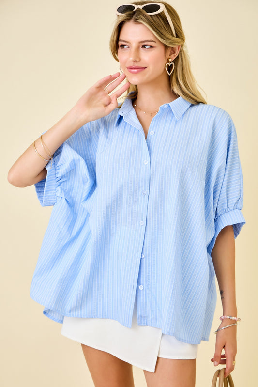 striped oversized button down shirt (2 colors)