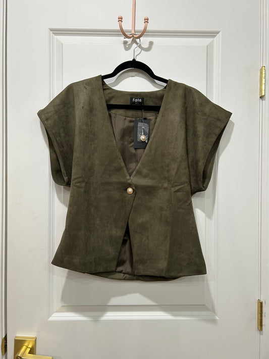 Olive faux suede vest