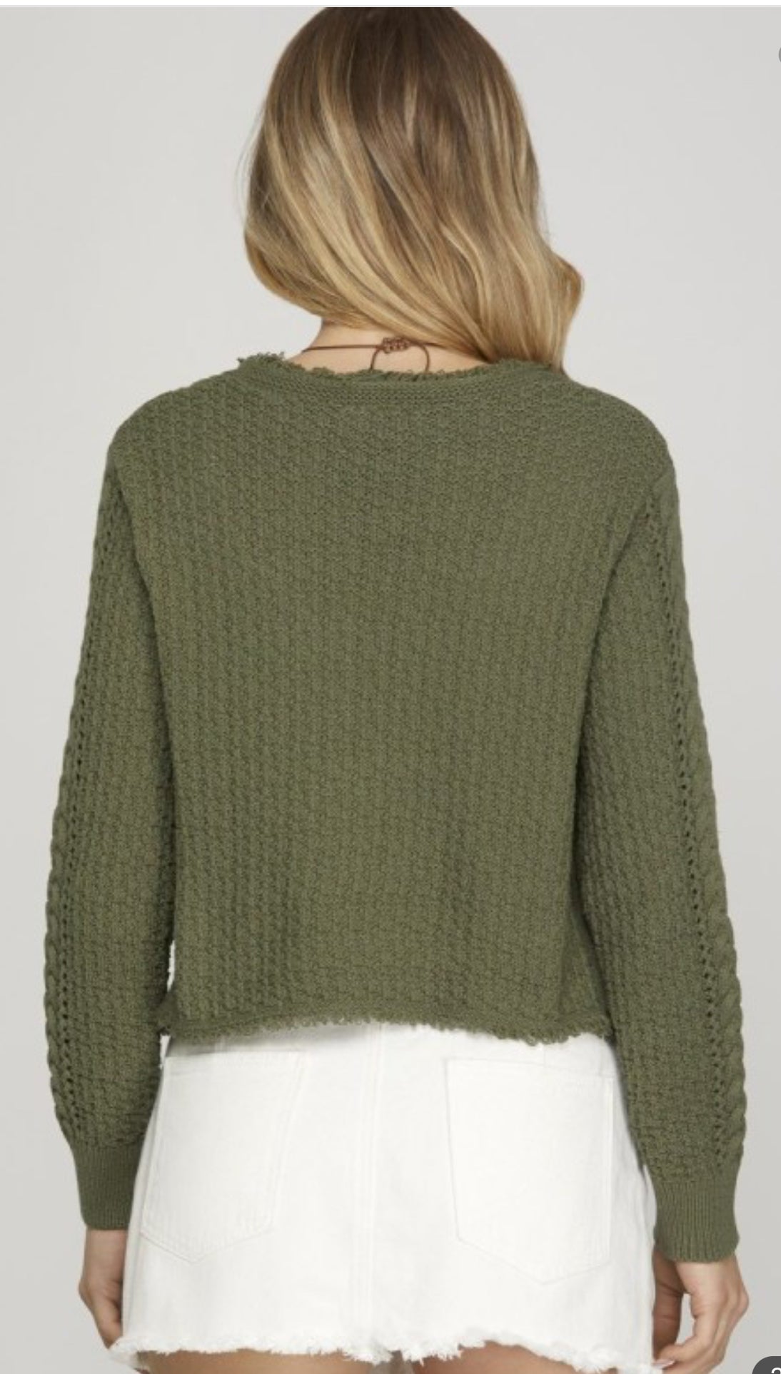 Olive Front Tie Sweater