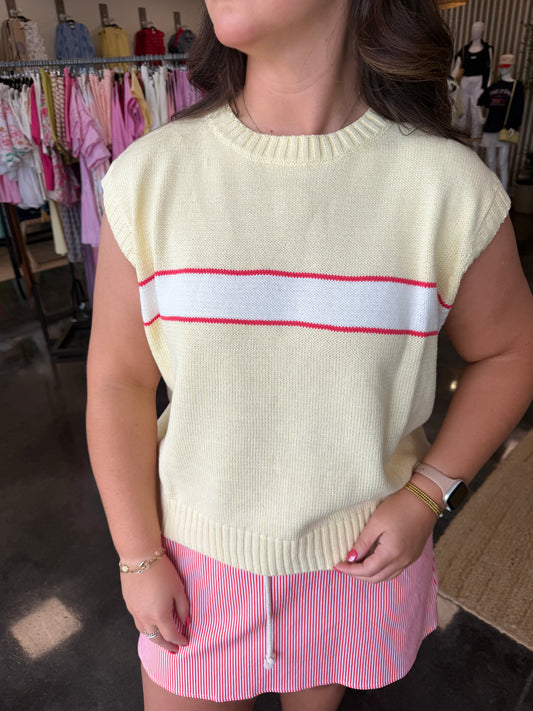 pastel yellow stripe sweater tank