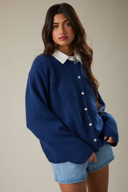 Lavender CREW NECK SWEATER CARDIGAN