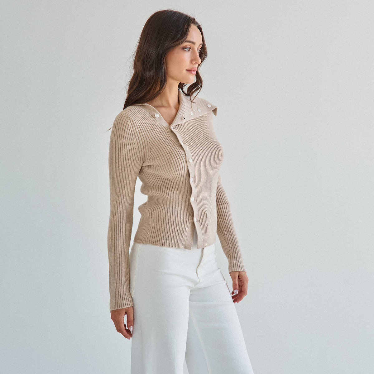 Asymmetrical button sweater
