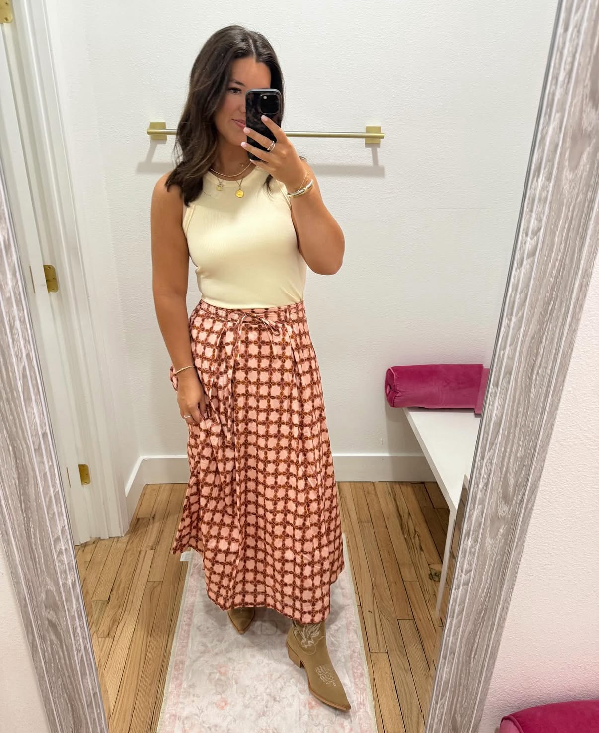 allie printed midi skirt