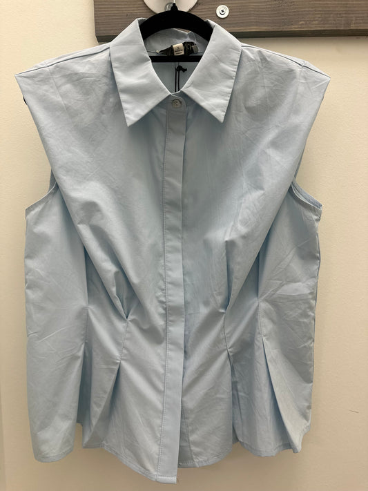 SLEEVELESS PEPLUM BUTTON DOWN SHIRT (2 colors)