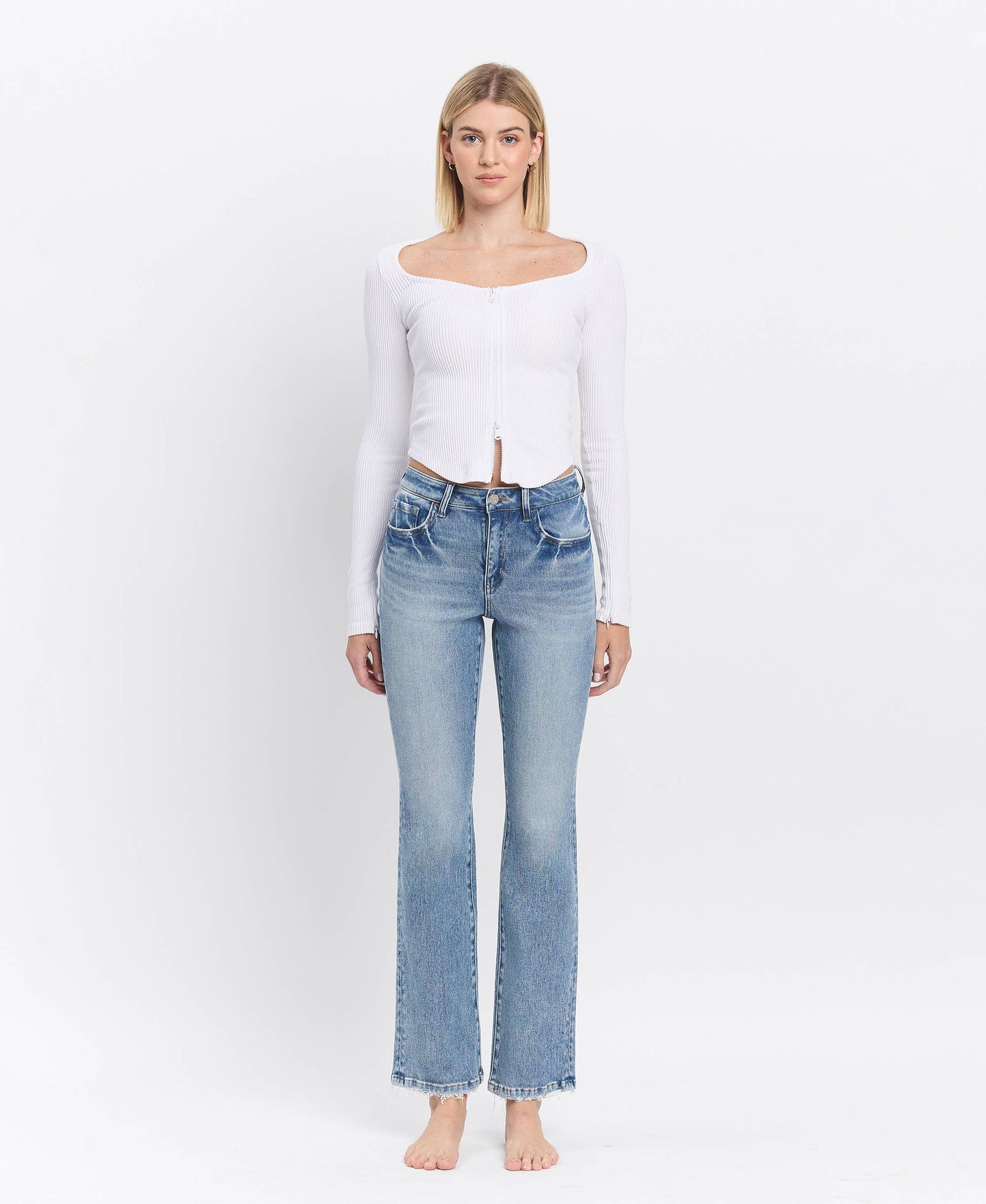 HIGH RISE FULL LENGTH BOOTCUT JEANS  Glamour