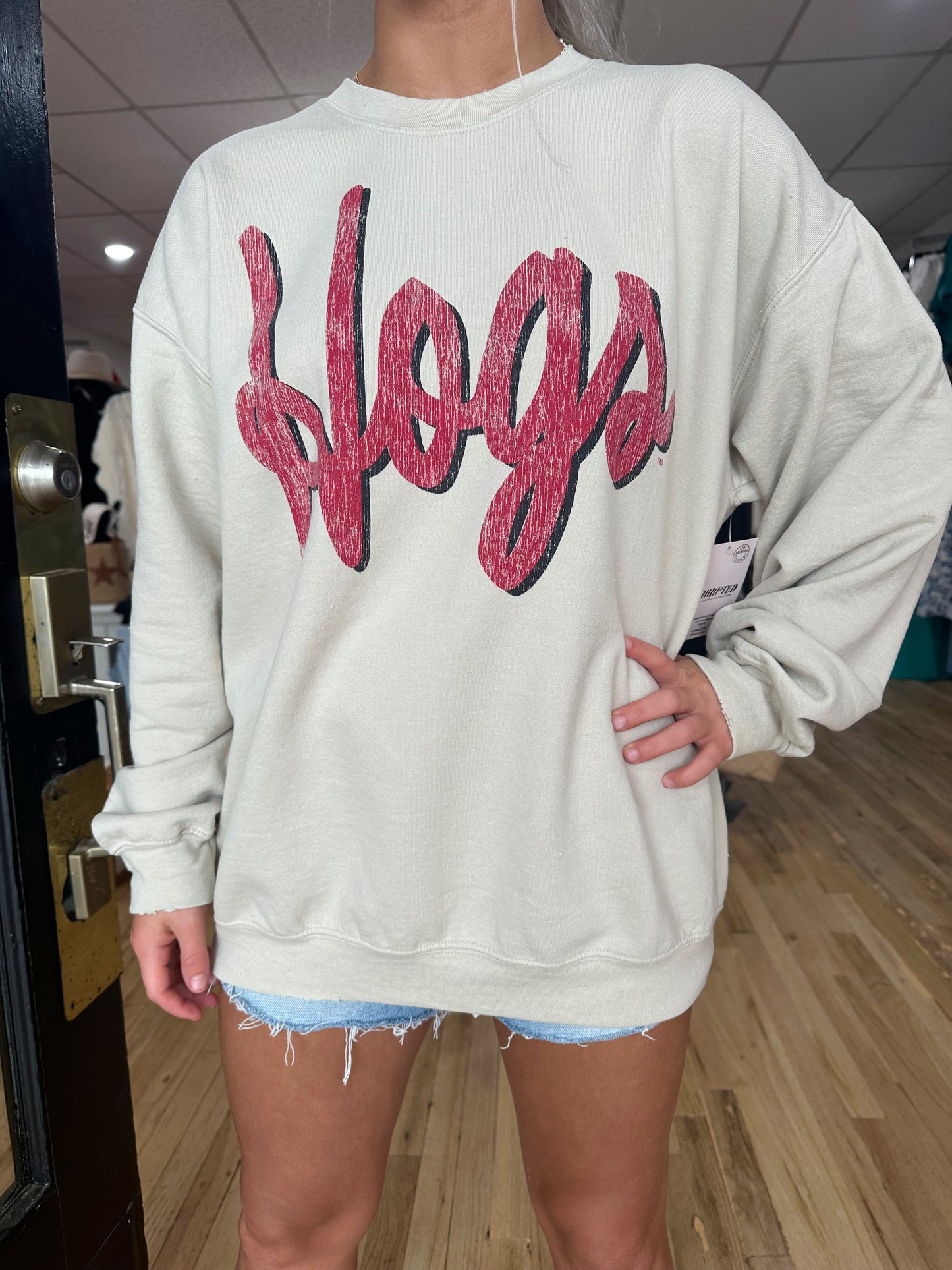 LivyLu Hogs Sand thrifted sweatshirt