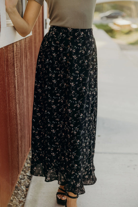slit front maxi skirt apricot