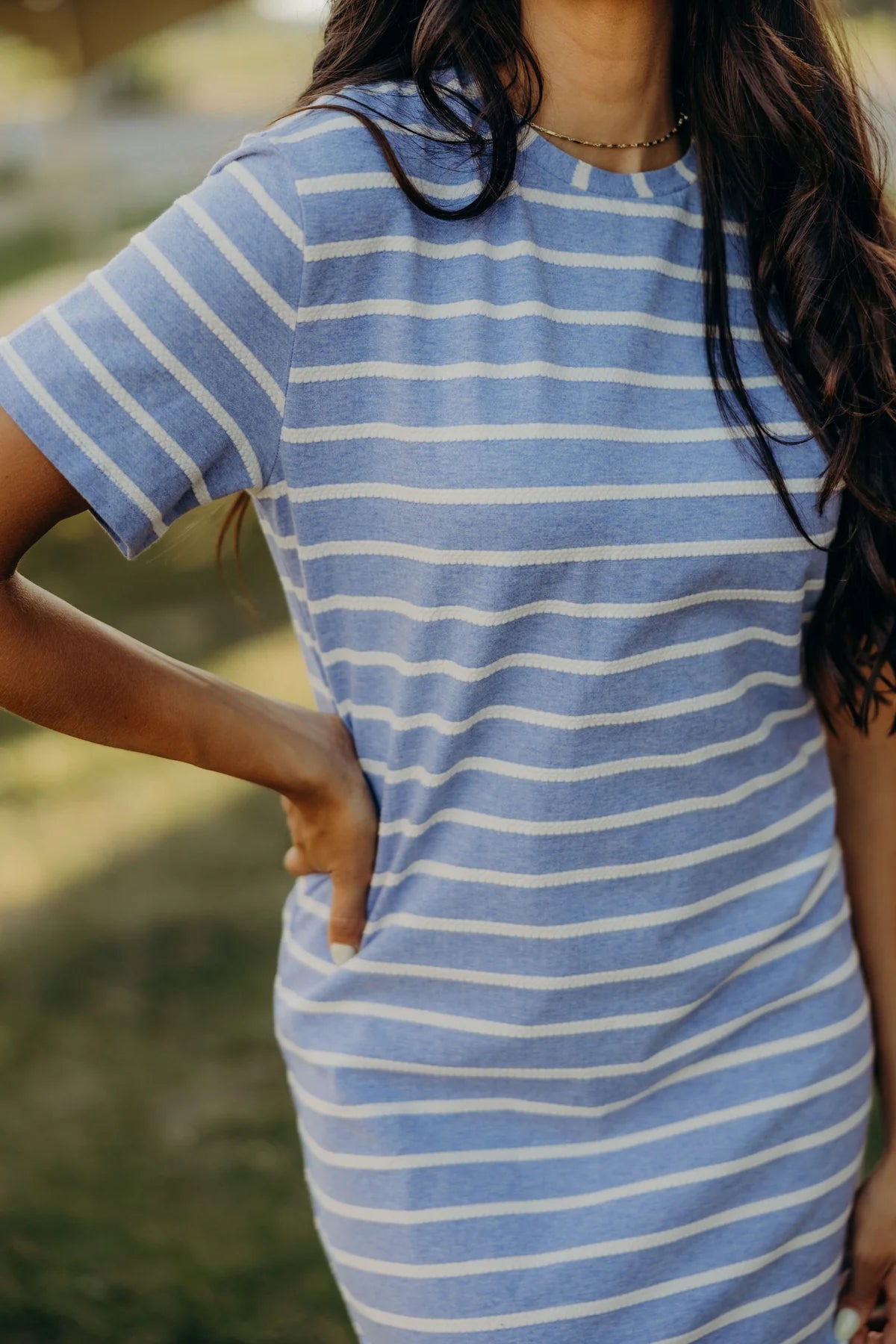 jett stripe vista blue midi