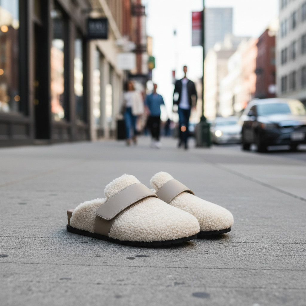Roam Fuzzy Loafer Mule in Bone
