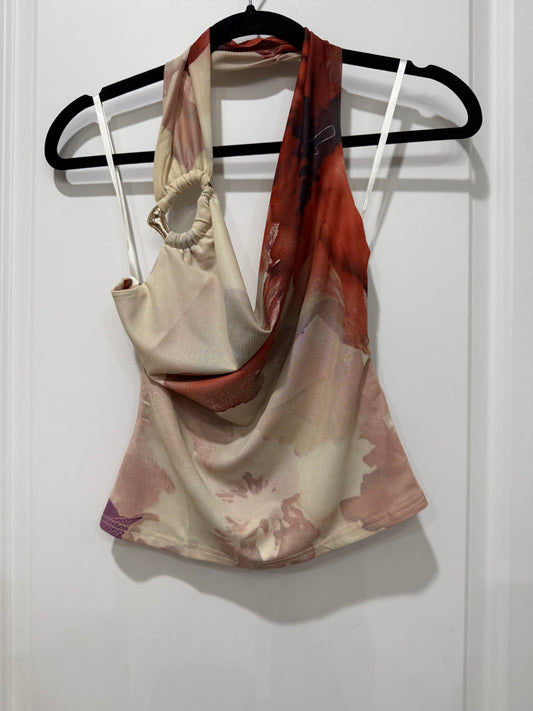 rust halter mini crop top