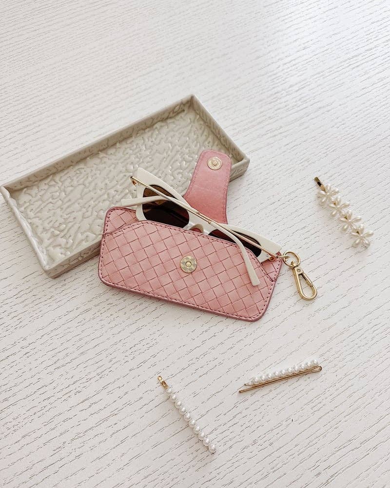 Skittle Sunglass Case - Woven Pastel Pink