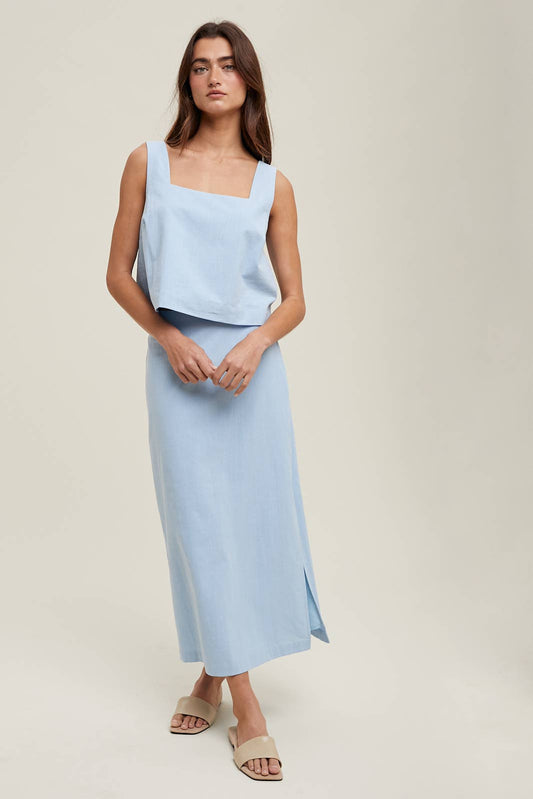 SQUARE NECK TANK AND SKIRT SET (multiple colors)