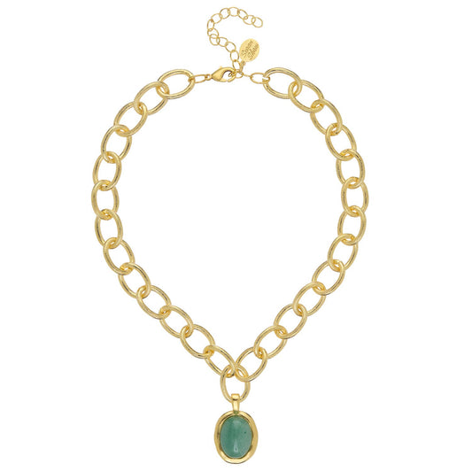 Jade Cabochon Loop Chain Necklace  - Susan Shaw