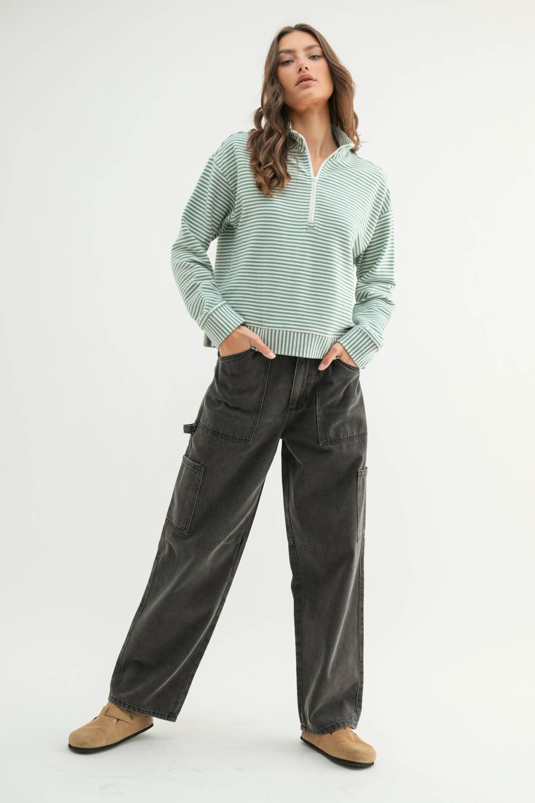 STRIPED HALF-ZIP PULLOVER (multiple colors)