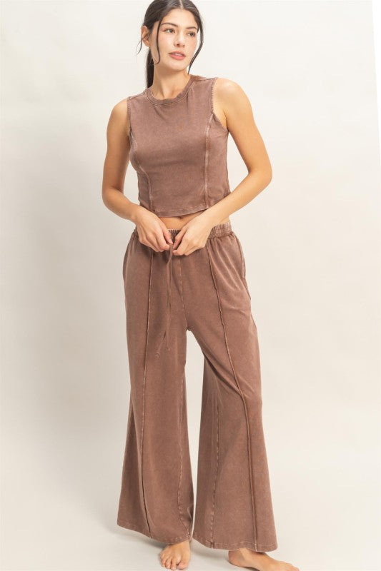 wide leg pant set (2 colors)