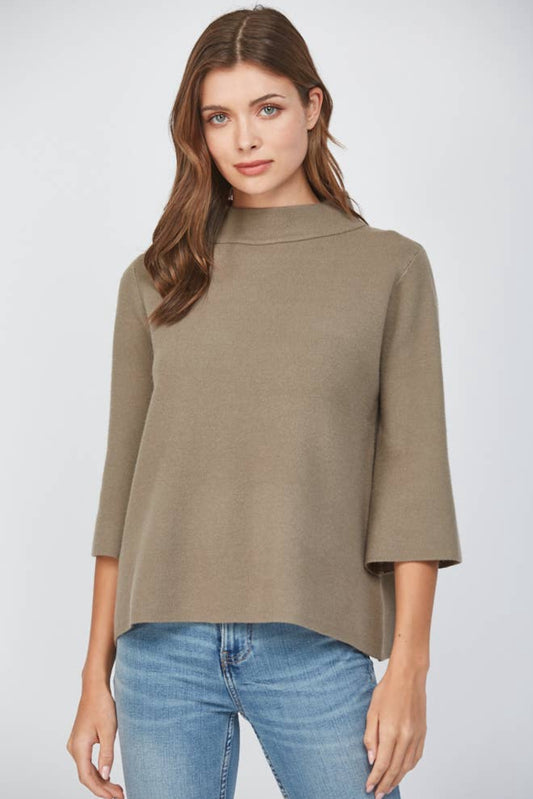 MOCK NECK PULL OVER SWEATER - Olive