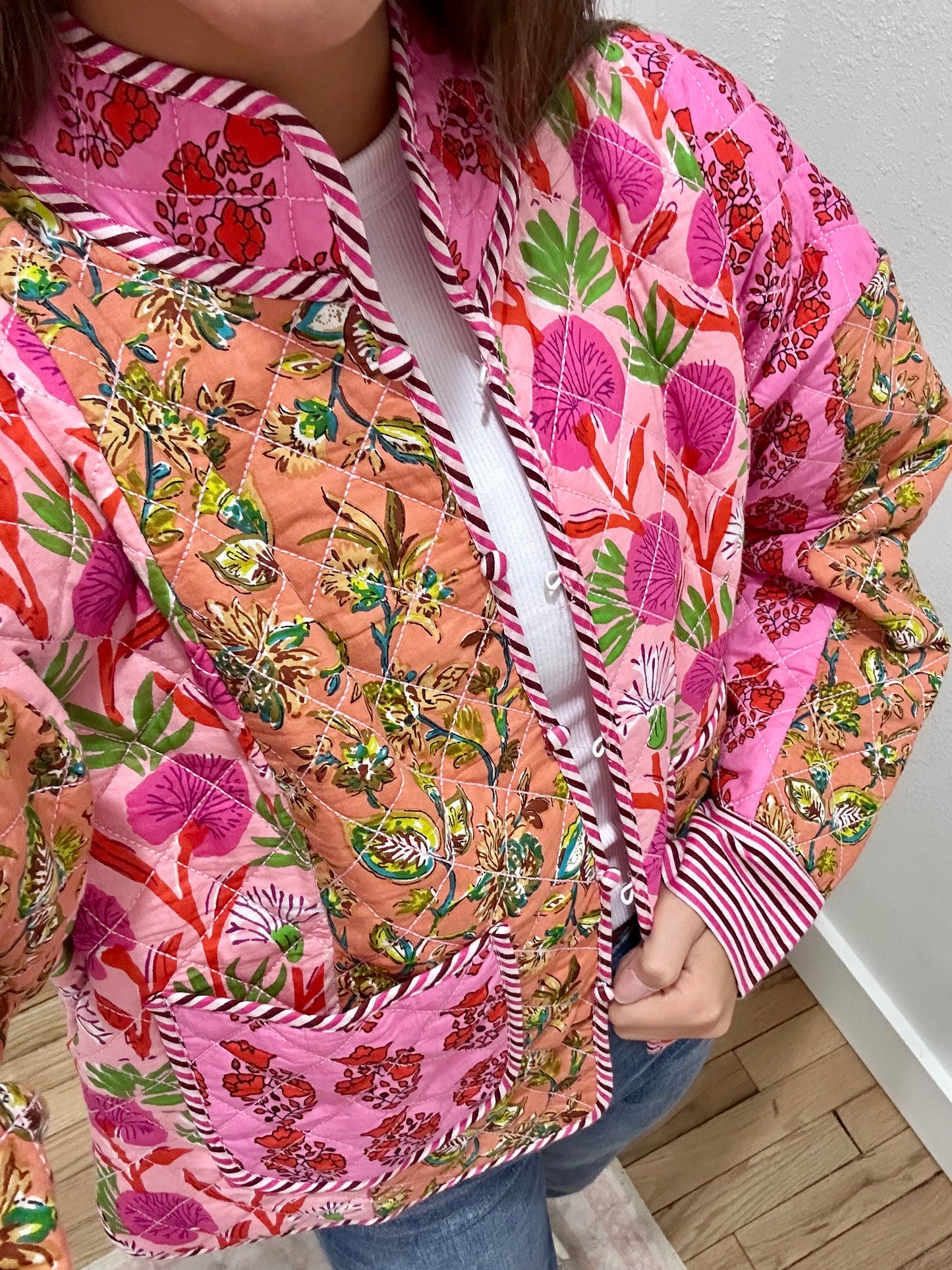 Patchwork reversible quilted jacket