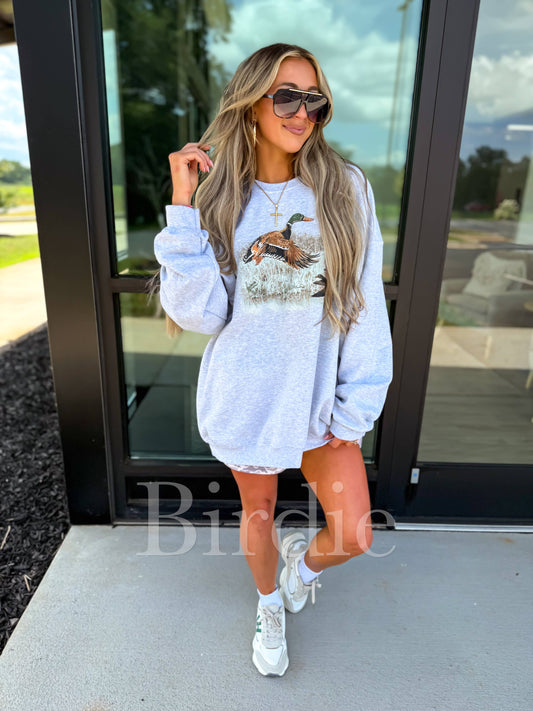 Vintage Duck Ash Gray Graphic Crewneck