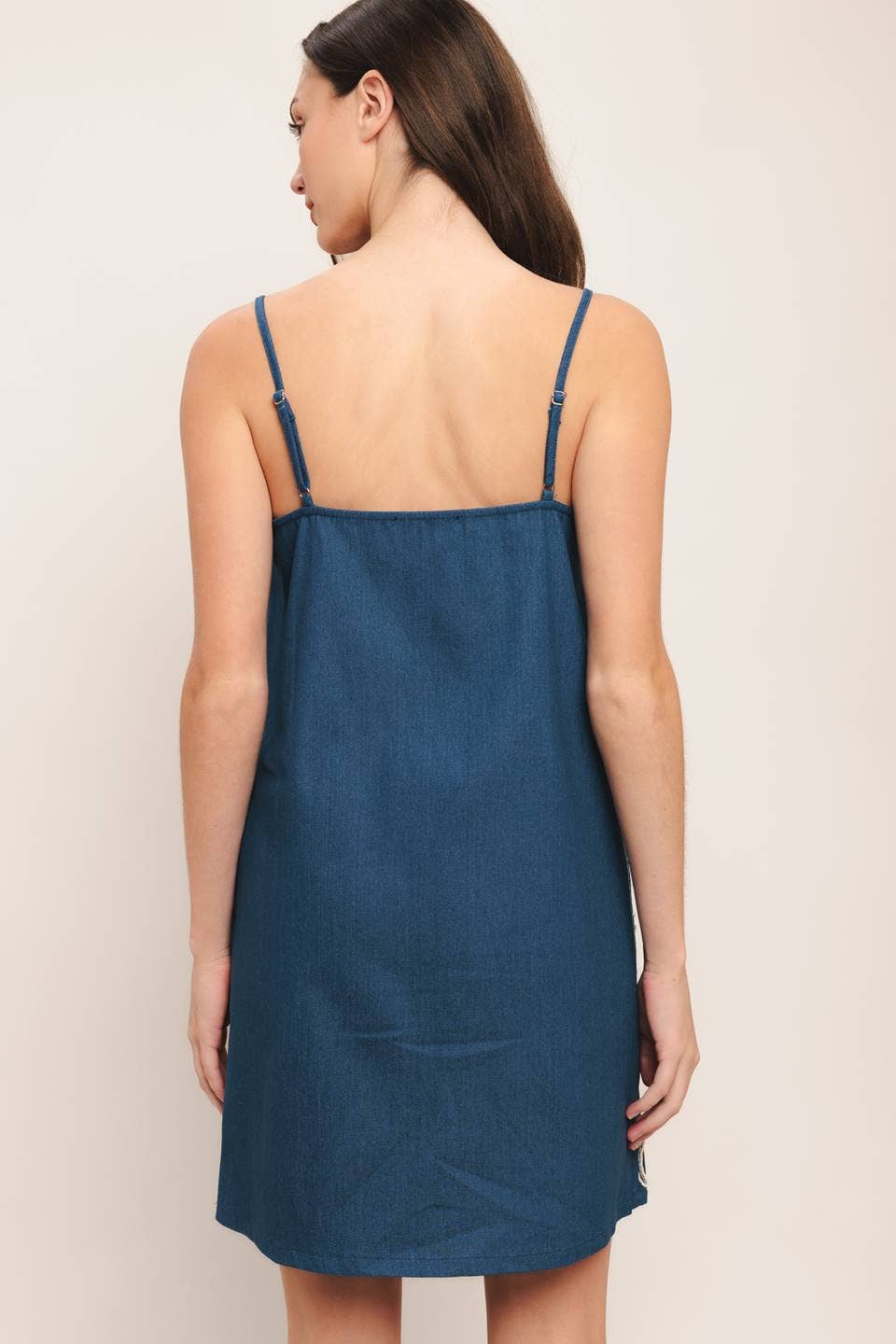 lightweight embroidered denim mini