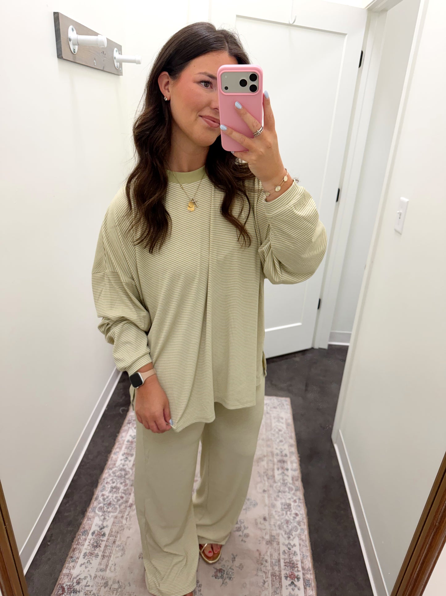 Green striped lounge top