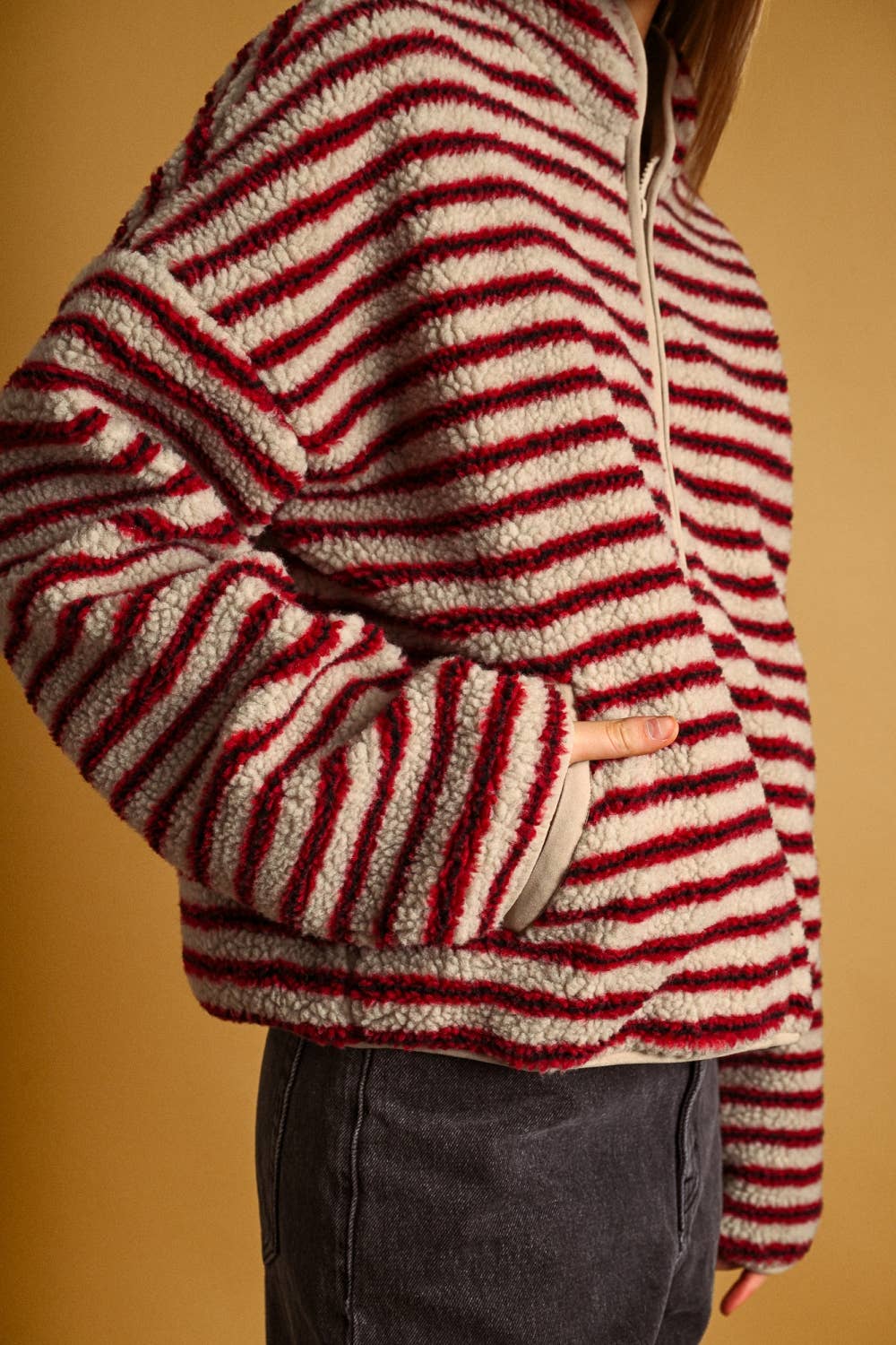 MULTI STRIPE SHERPA HALF ZIP PULLOVER